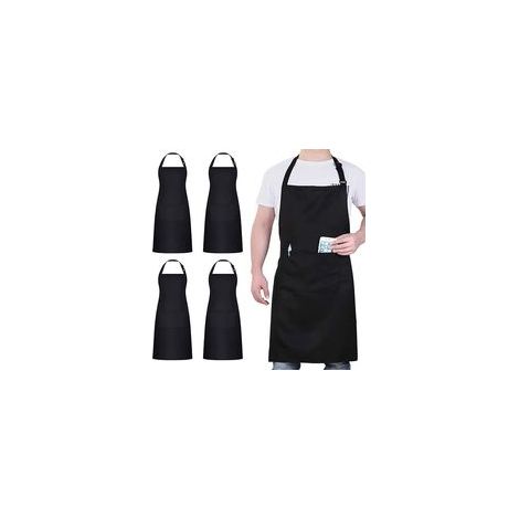 (4 pezzi) Grembiuli con tasche, impermeabili e regolabili, adatti per cucina, giardinaggio, ristoranti, barbecue e altre occasioni. - Crezuo