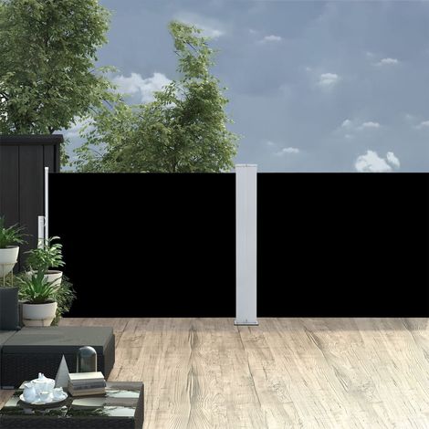 Vidaxl – Auvent latéral rétractable noir 120 x 1000 cm – Écran en polyester résistant aux UV et à l'eau – Enroulement automatique