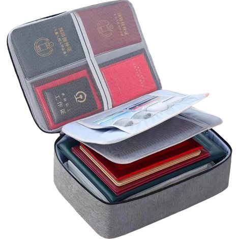 Organiseur de documents, pochette de rangement à rabat avec poignée, fermeture éclair, grande capacité, imperméable, porte-documents pour enveloppes (1/5)