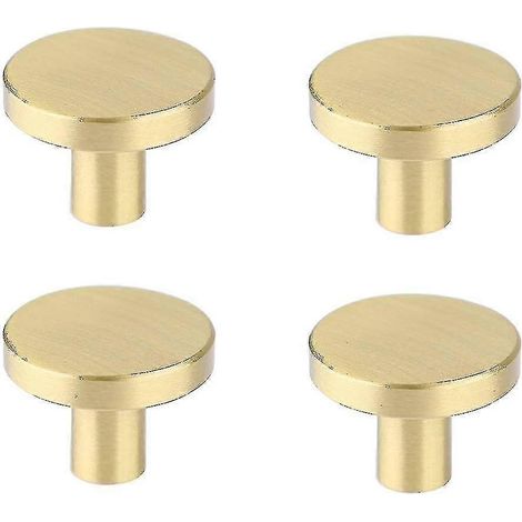 Lot de 4 boutons de meuble ronds en laiton massif, finition or brossé, pour tiroirs de cuisine (1,1 x 0,79) (1/5)