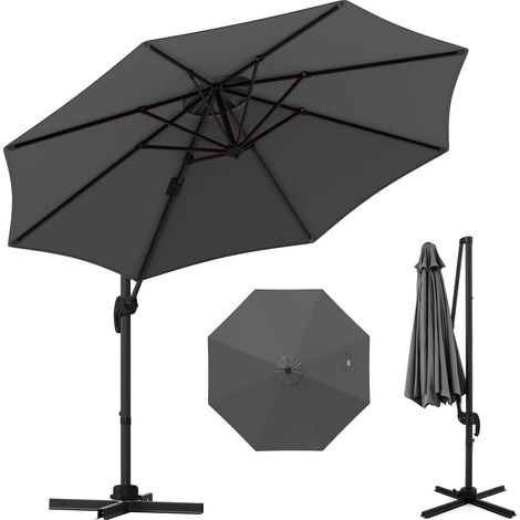 Parasol de Jardin Extérieur, Parasol Déporté 3x3M avec Poteau en Aluminium, UPF50+, Rotation 360°, 5 Angle Réglable, Manivelle, 8 Baleines, pour Balcon Patio Piscine Terrasse (1/5)