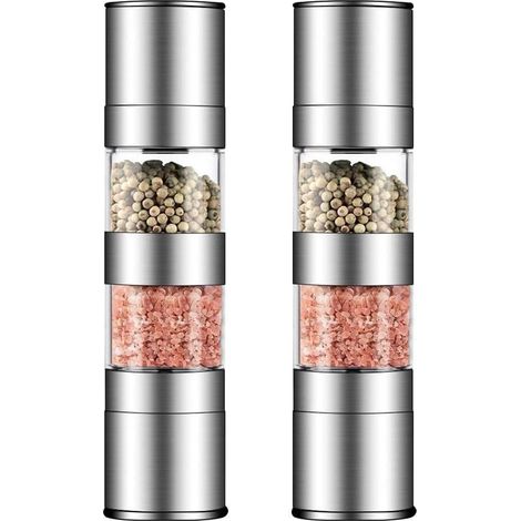 2 moulins à sel et poivre, inox, mécanisme céramique, 2 en 1 (1/5)