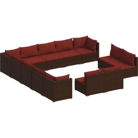 Maison Exclusive - 13-tlg. Garten-Lounge-Set mit Kissen Braun Pol (1/5)