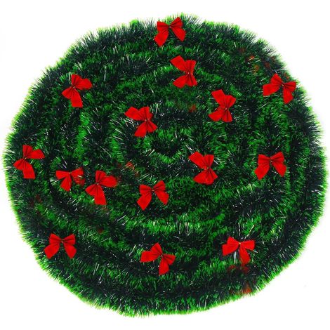 Guirlande de Noël avec 24 nœuds rouges, guirlande de pin artificielle de 10m