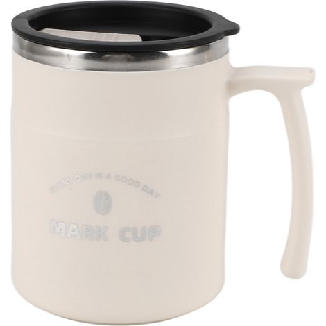 Tasse à café grande capacité en acier inoxydable anti-fuite pour couple, avec couvercle et paille, idéale pour le bureau, les voyages et la maison (blanche). (1/5)