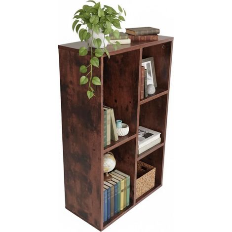 Vintage-Bücherregal, 5-stöckiges Holzfurnier