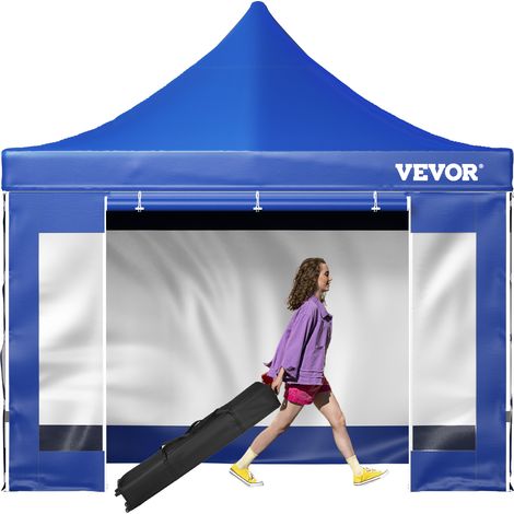 VEVOR Gazebo Pop-up da Giardino Esterno Pieghevole con Pannelli Laterali 3 x 3m Altezza Regolabile, Tenda Gazebo Pop-up da Giardino per Evento Festa Mercato da Esterno con Borsa da Trasporto 26,5 kg