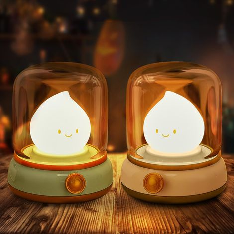2Pcs Lampe de Chevet, Veilleuse Enfant Pour Chambre Salon, LED Lampe de Chevet Dimmable avec Mode Chaud et Mode Bougie (scintillement), USB Rechargeable Lampes Veilleuse Adulte avec Minuteur (1/5)