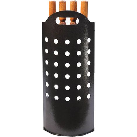 Schmiedeeisen Kamin Zubehör h 60 cm Reinigungszubehör mit Holzgriffen -Ständer mit Löchern (1/2)