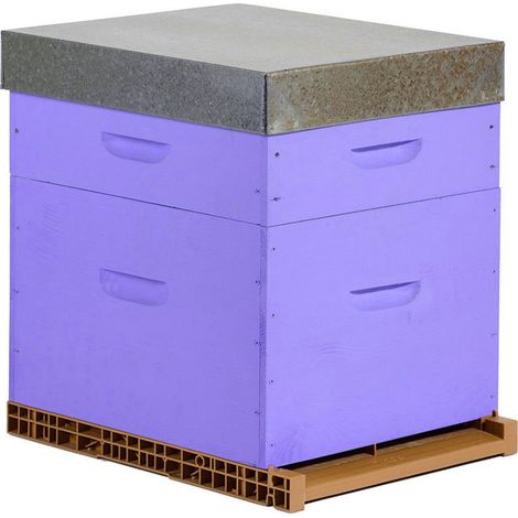 Ruche colorée Dadant 10 cadres + Hausse & Fond aéré - Plusieurs modèles disponibles - Lavande