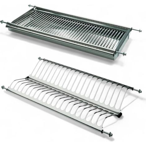 Scolapiatti regolabile in acciaio inox con vasca per incasso - 56 cm - con vasca