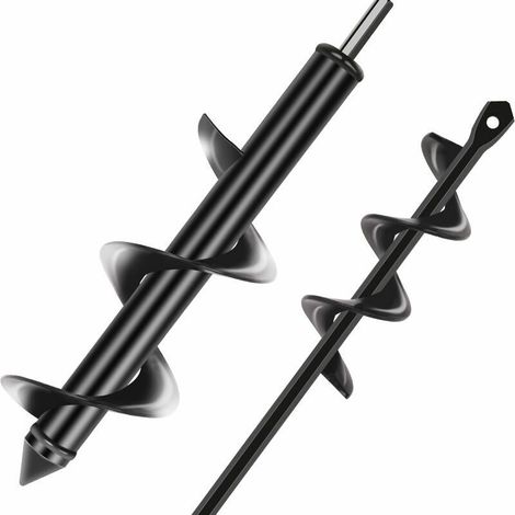 Forets de tarière de jardin de diamètre 80 mm et 40 mm, ensemble de 2 forets en spirale pour une plantation rapide de trous et la mise en place de fleurs, arbres et arbustes. (1/5)