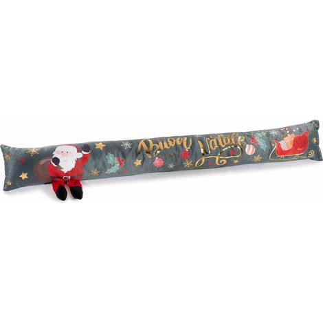 Paraspifferi di Natale per la porta realizzato in morbida stoffa con Babbo Natale in 3D, set da 3 pezzi, cm 86x8x11 H (con gambe19)