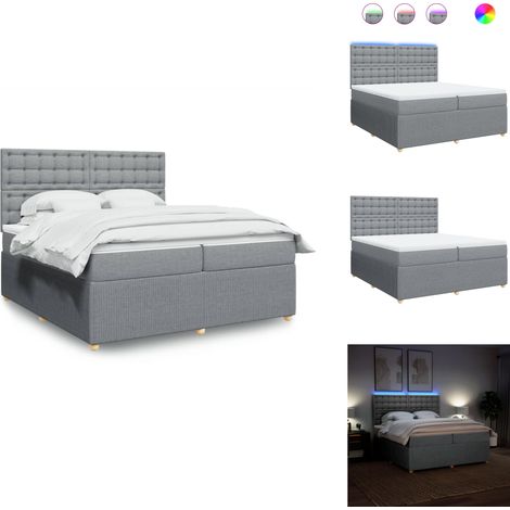 Sommier à lattes de lit avec matelas Gris clair 200x200cm Tissu - Sommier À Lattes De Lit - Sommiers À Lattes De Lit - Lit - Meuble De Chambre À Coucher (1/5)