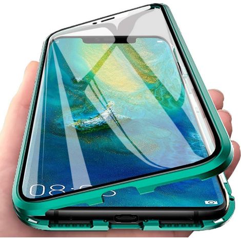 Étui Huawei P30 Pro rabat magnétique, cadre métal, verre trempé, protection 360° (1/4)