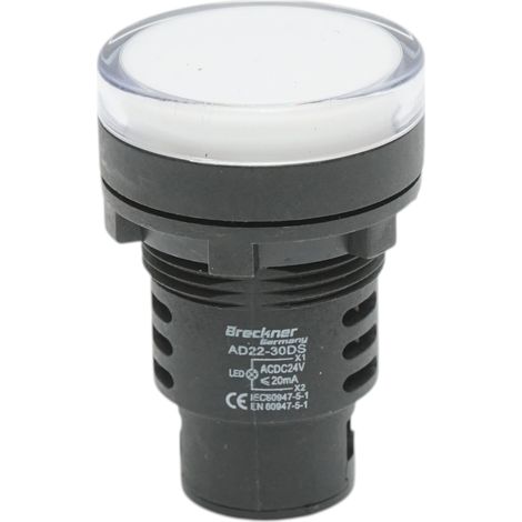 Spia luminosa LED bianca 24V AC/DC 30mm Breckner Germany (1/4)