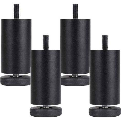 DBBEGK pieds de meubles réglables, pieds de meubles en alliage d'aluminium, pieds de meubles ronds en métal, pour table, canapé, lit, noir (10 cm) (1/4)