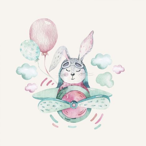 Tableau sur toile aviateur lapin 30x30 cm - Impression sur Toile Murale Décorative - Image imprimée en HD sur Toile - Toile sur Châssis en Bois FSC - Fabriqué en France (1/4)
