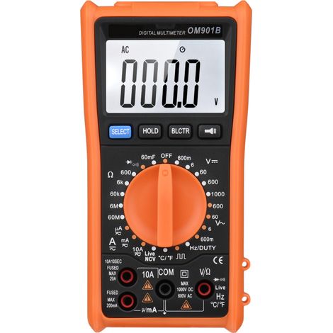 Multimètre 6000 pts True RMS auto – LCD rétro, AC/DC, résistance, capacité, température (1/5)