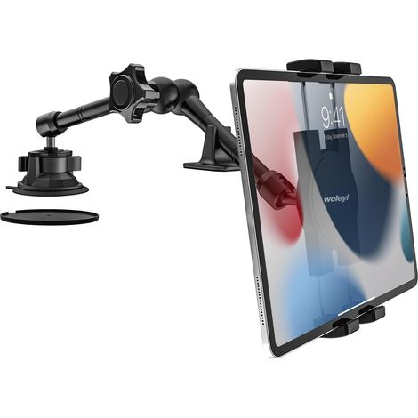 Support de tablette pour tableau de bord de voiture avec ventouse et bras métallique pour tablettes et téléphones de 4 à 12,9 pouces, iPad Pro/Air/Mini, Galaxy, Lenovo, iPhone, etc (1/5)