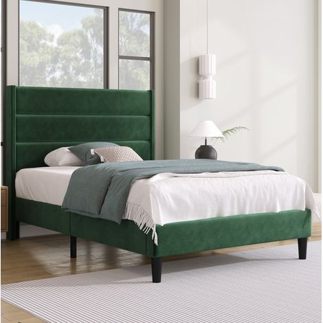 letto 90x200 con materasso ortopedico velluto verde OKMYHOME (1/5)