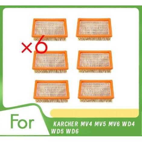 Paquete de 6 filtros HEPA 2.863-005.0 para aspiradoras en seco y húmedo KARCHER MV4 MV5 MV6 WD4 WD5 WD6 (1/5)