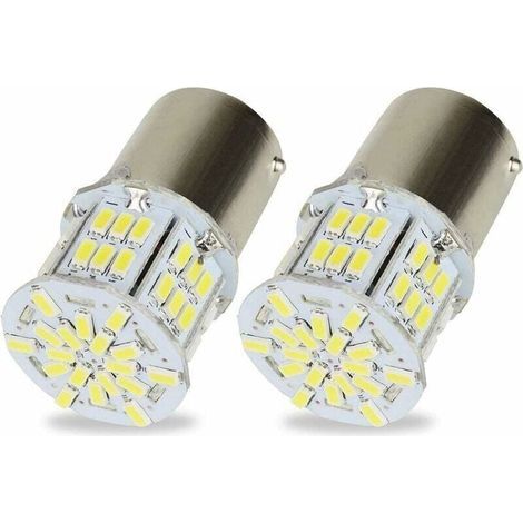 2Pcs Ampoules 1156 BA15S P21W LED Lampe 3014 54SMD Super Brillant Blanche pour Voiture Auto Feu Arrière Les Clignotants Lampe Feux de Recul 12V 6500K (1/4)