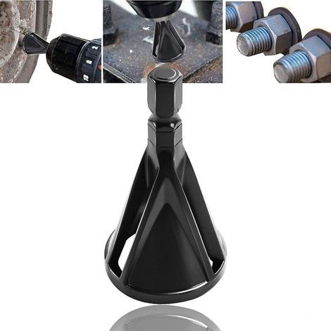 CSPARKV Outil d'ébavurage externe, Hexagon-Black-2pcs Outil de chanfreinage Perceuse externe à grande vitesse en acier inoxydable Outil d'ébavurage répare rapidement le métal endommagé Outil d'ébavura (1/5)