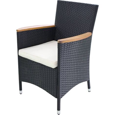 Lot de 2 Chaises de jardin Fauteuils de Jardin avec coussins Résine tressée Noir 37657 (1/5)