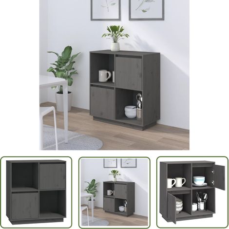 vidaXL Sideboard Grau 74x35x80 cm Massivholz Kiefer (1/5)