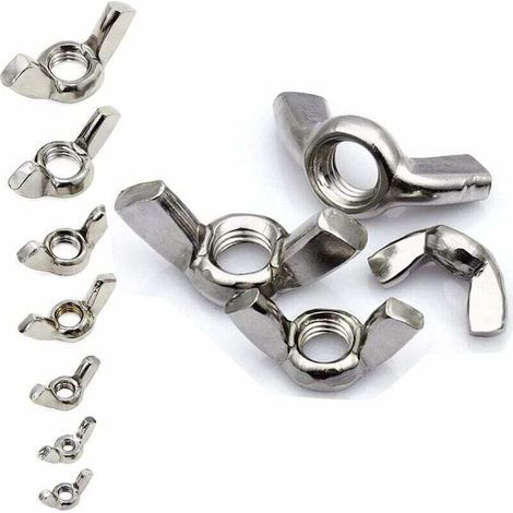 XVX Flügelmuttern, 80 Stück, silberfarbener Edelstahl, M3, M4, M5, M6, M8, M10, M12, für Heimwerkerwerkzeuge (1/4)