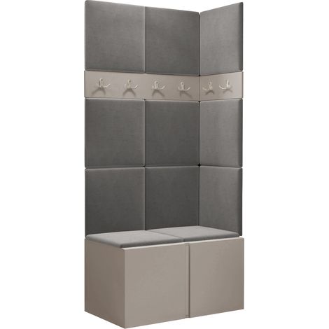 Conjunto para recibidor Pinis I, Manila 16, 186x84x46cm, Aglomerado laminado, Tapiz, Colocada, Montada en la pared