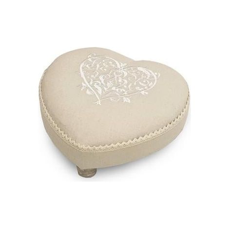 Poggiapiedi cuore tessuto beige, 30x30x14 cm