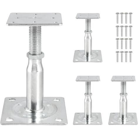 4 verstellbare Pfostenhalterungen, verzinkter Stahl, Höhe 100-150 mm, für Zäune und Pergolen (1/5)