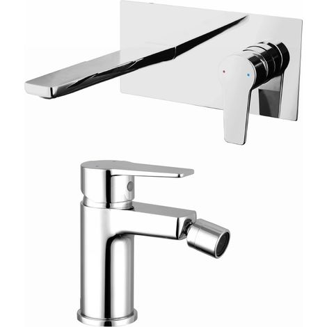 Coppia miscelatori Lavabo ad Incasso Bidet senza Scarico in Ottone Cromato Mod. Jane (1/3)