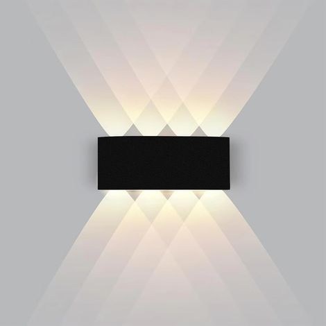 Applique Murale LED Noir 8W IP65 Lampe Blanche Chaude 3000K Moderne Carrée Up Down en Aluminium pour Intérieur et Extérieur (1/5)