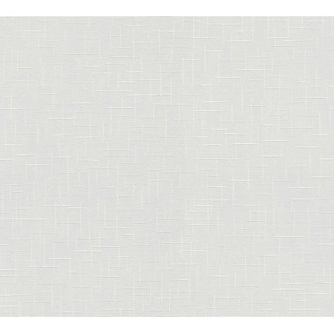 Papier peint intissé moderne blanc Tapisserie à poids structurée en lignes Papier peint 10,05 x 0,53 m effet rectangulaire idéal couloir (1/4)