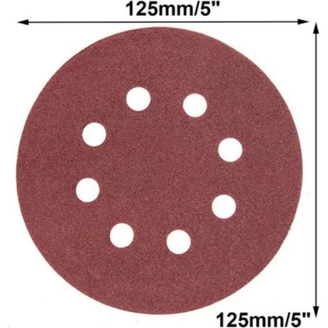 60Pcs 5 Pouces 125mm 8-trous Disques de Ponçage 40 - 400 Gains (1/4)