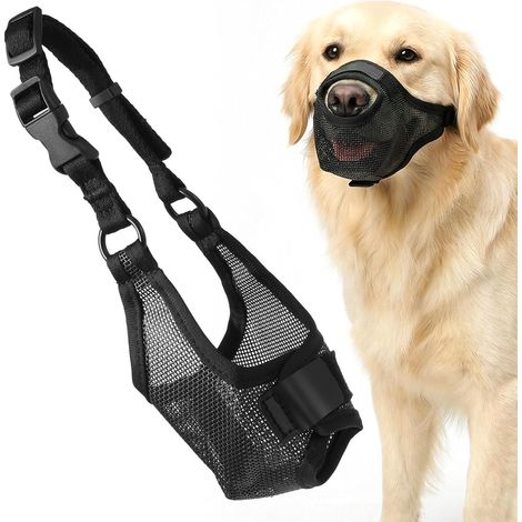Soft Dog Muzzle For Large Dogs, Mesh Muzzle For Medium Sized Dog Breathable Adjustable Drinkable Front Opening Design For Dogs Mouth Cover Allows Drinking L 22-24cm