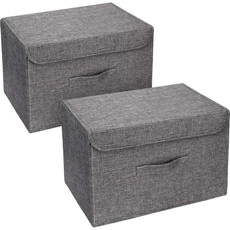 Aufbewahrungsbox Faltbox Deckel Griff Kleidungbox 2 Stück Dunkelgrau (1/5)
