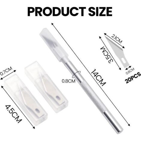 Cutter De Précision avec 20 Lame Scalpel de Découpe Scalpel Chirurgical Precision Cutter Scalpel Modelisme Professionnel (1/4)