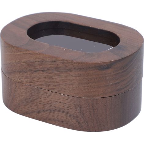 Boîte à bague ovale en bois, intérieur rouge vin, fermeture magnétique, support à bague en bois massif pour fiançailles, demande en mariage, emplacement unique (1/5)