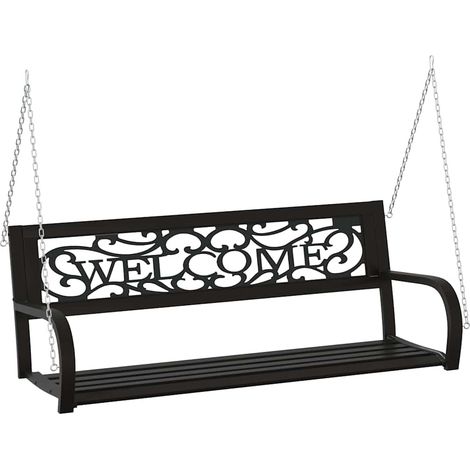 Balancelle de jardin, Chaise Fauteuil Suspendu, 125 cm Acier et plastique Noir OIB2518E (1/5)
