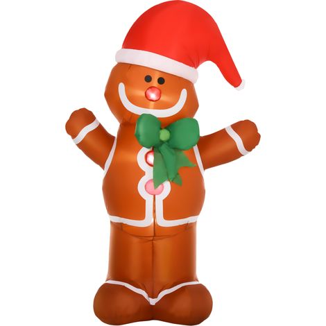 HOMCOM Omino Pan di Zenzero Gonfiabile Alto 183cm da Esterno con Luci LED (1/5)