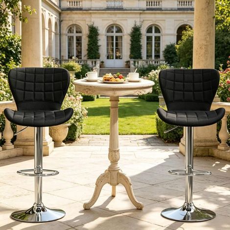 Tabouret de bar - WESTYLE - Confort réglable pivotant - Dossier ergonomique - Assise mousse haute densité - Base métal (1/5)