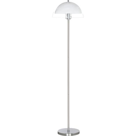 Moderne Stehlampe, doppelwandiger Lampenschirm, Metall und Acryl, Ø35x150 cm, weiß.