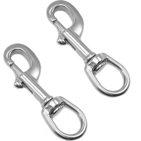 2 bulloni ad occhiello in acciaio inossidabile 316, moschettone di grado marino, per immersioni, animali domestici e portachiavi (3,6 pollici)
