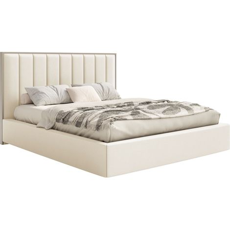Selsey Togents - Polsterbett 140x200 mit Veloursbezug, Bettkasten und LED, Creme