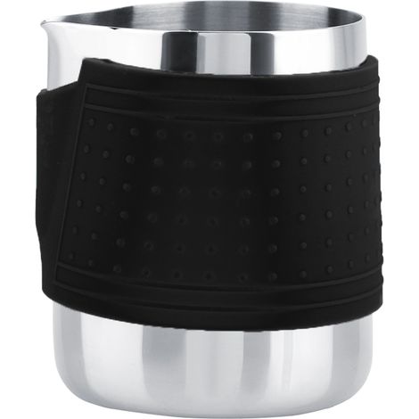 Milchkännchen aus Edelstahl für Kaffeeschaum, hitzebeständig, ideal für Latte Macchiato (Schwarz) (1/5)