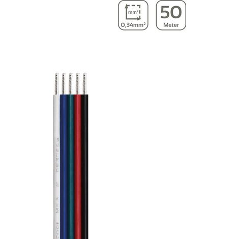 LED Kabel RGBW 5-polig - Querschnitt: 5x0,34mm² / AWG22 - Länge: 50m